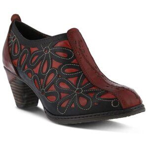 L'Artiste Size 7.5-8 Ankle Bootie Boots Red Black Cowgirl Western Southwest 38